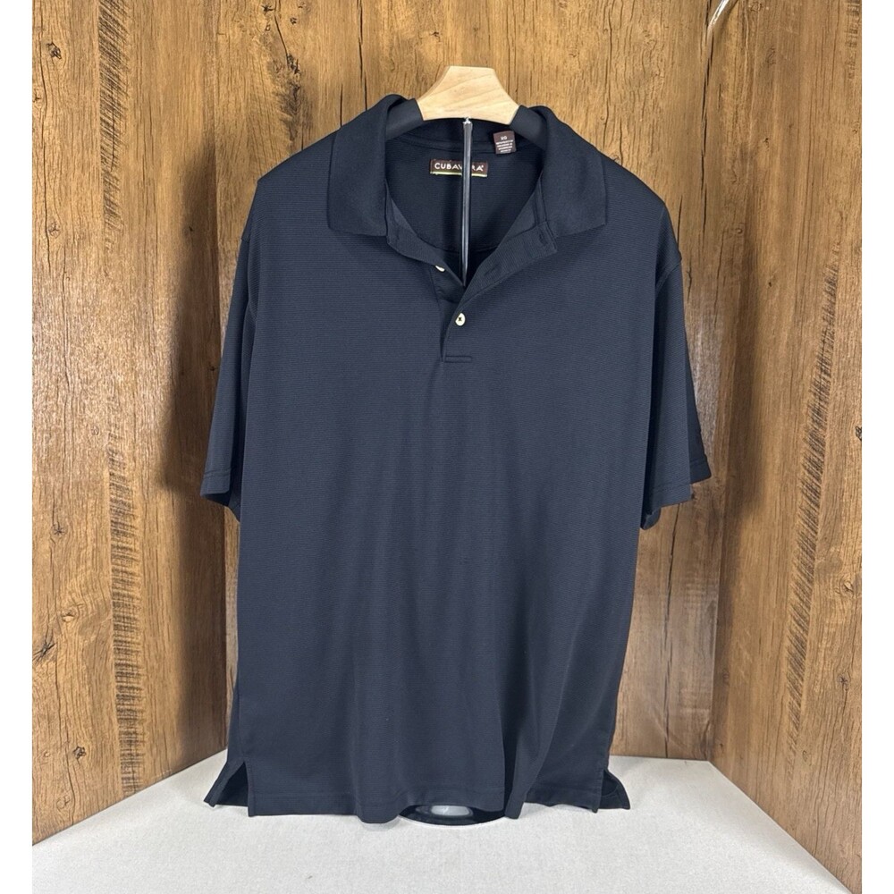 Cubavera XL Black Polo Shirt Mens Short Sleeve Textured Ottoman Polyester Golf